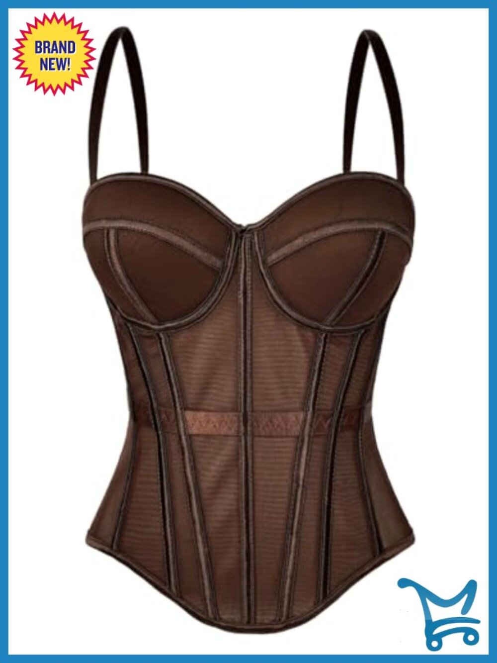 Mesh Corset Top See Through Boned Cami Spaghetti Strap Party